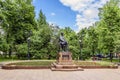 Monument to Russian composer, pianist and conductor Sergey Rakhmaninov on Passion Boulevard. Early spring, Moscow, Russia.