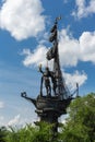 Monument to the Russian czar Peter the Great on a Bypass canal o Royalty Free Stock Photo