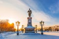 Monument to the Russian Emperor Alexander the Third. Novosibirsk, Russia