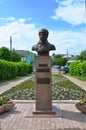 Monument to the Russian hero M. Efremov on the Lenin Square in the centre of Tarusa, Kaluga region, Russia