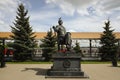 Monument to Russian industrialist, merchant and entrepreneur Savva Mamontov close to Sergiyev Posad train station, Russia.