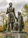 The monument to russian poet Alexander Pushkin and his nannyArina Rodionovna in Pskov, Russia