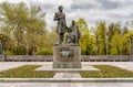 The monument to russian poet Alexander Pushkin and his nannyArina Rodionovna in Pskov, Russia