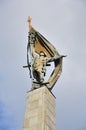 Monument to Russian soldier on column