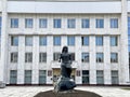 Ufa, Republic of Bashkortostan, Russia, October 17, 2021: Monument to Salavat Yulaev in front of the building of the Kurultai Stat