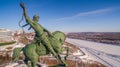 Monument to Salavat Yulaev in Ufa at winter aerial view Royalty Free Stock Photo