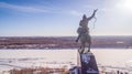 Monument to Salavat Yulaev in Ufa at winter aerial view Royalty Free Stock Photo