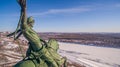 Monument to Salavat Yulaev in Ufa at winter aerial view Royalty Free Stock Photo