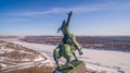 Monument to Salavat Yulaev in Ufa at winter aerial view Royalty Free Stock Photo