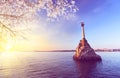 Monument to scuttled ships at spring Symbol of Sevastopol