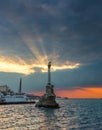 Monument to Scuttled Warships in Sevastopol at sunset Royalty Free Stock Photo