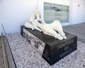 Monument to the Shipwrecked by Manoel Lopes located in front of the Cultural Center of Nazare, Leiria, Portugal.