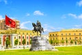 Monument to Skanderbeg in Scanderbeg Square in the center of Tirana, Albania Royalty Free Stock Photo