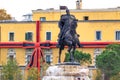 Monument to Skanderbeg in Scanderbeg Square in Tirana center