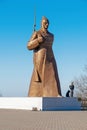 Monument to a soldier on Castle Hill in the city of Stavropol, Russia - April 2, 2023