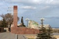 Monument to soldiers-internationalists against the background of the home of Krasnoyarsk city. Architect S.Gerashchenko, sculptor