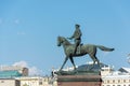 Monument to Soviet Marshal Zhukov against a blue sky, 06/22/2019, Moscow, Russia Royalty Free Stock Photo