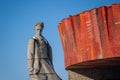 Monument to soviet realist writer Nikolai Ostrovsky in Shepetivka, Ukraine