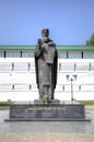 Monument to St. Sergius of Radonezh near the monastery walls of the Trinity-Sergius Lavra. Royalty Free Stock Photo