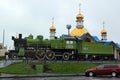 Monument to steam locomotive in Kovel, Ukraine