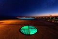 Monument to the sun or Greeting to the sun Pozdrav suncu, a circle from glass solar plates in Zadar at night, Croatia Royalty Free Stock Photo