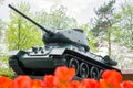 Monument to tank T34 Royalty Free Stock Photo