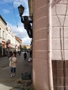 Monument to the town's devoted lamplighter in Uzhhorod, Ukraine