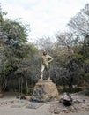 Monument to the traveler D. Livingston who discovered Victoria Falls in Zimbabwe for Europeans