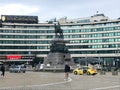 The Monument to the Tsar Liberator in front with Hotel Intercontinental in background, Sofia, Bulgaria Royalty Free Stock Photo