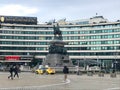 The Monument to the Tsar Liberator in front with Hotel Intercontinental in background, Sofia, Bulgaria Royalty Free Stock Photo