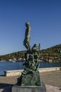 Monument to ulysses in the port of Ithaka