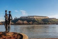 Monument to the victims of the Shoah and Petrovaradin Fortress i Royalty Free Stock Photo