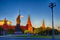 Monument to Volodymyr the Great on the background of the Moscow Kremlin. A popular tourist destination. Russia Moscow.