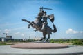 Monument to Vytis, knight on horseback holding a sword and shield, freedom warrior sculpture in Kaunas.