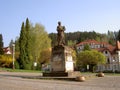 Monument to World War II victims, guerrilla and boy, Luhacovice, square in front of the city office, Czech Republic