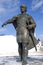 Monument to Yuri Dolgoruky and Dormition church. Kremlin in Dmitrov, Russia