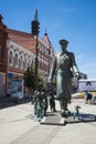 Monument Uncle Stepa the policeman. Leningradskaya street, the historical center of Samara, Russia. On a Sunny summer