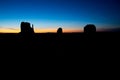 Monument Valley buttes at sunrise in the desert