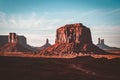 Beautiful Sunset in Monument Valley, Arizona, USA.Teal and orange view. Royalty Free Stock Photo