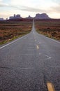 Monument Valley, highway 163, Utah, evening sunshine Royalty Free Stock Photo