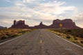 Monument Valley, highway 163, Utah, evening sunshine Royalty Free Stock Photo