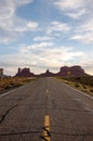 Monument Valley, highway 163, Utah, evening sunshine Royalty Free Stock Photo