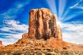 Monument Valley horizon, US, Navajo canyon park. Scenic sky, nature and rock desert