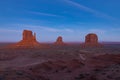 Monument Valley Landscape at Night - West Mitten Butte, East Mitten Butte and Merrick Butte Royalty Free Stock Photo