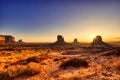 Monument Valley in Navajo National Park at Sunrise, Border of Utah and Arizona Royalty Free Stock Photo