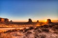 Monument Valley in Navajo National Park at Sunrise, Border of Utah and Arizona Royalty Free Stock Photo