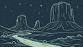 Monument Valley Night: Starry Desert Silhouette, vector design Generative AI Royalty Free Stock Photo
