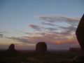 Monument Valley Rock Formations in Shadows at Sunset Royalty Free Stock Photo