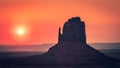 Sunrise behind the East Mitten, Monument Valley