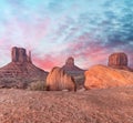 Monument Valley after sunset, long exposure of West and East Mit Royalty Free Stock Photo